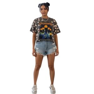 Goosebumps Bleach Dye Crop Tee Shirt in size X-Large